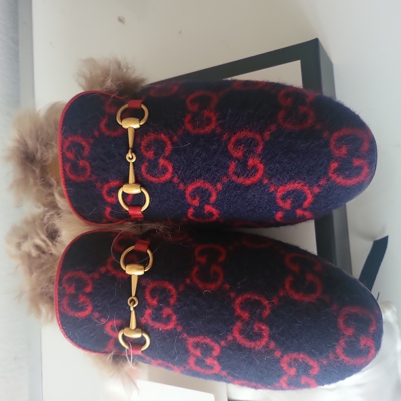 NWT GUCCI PRINCETON WOOL UPPER FUR LINING MULE - unisex US 9.5 length 10.5 - Picture 3 of 11